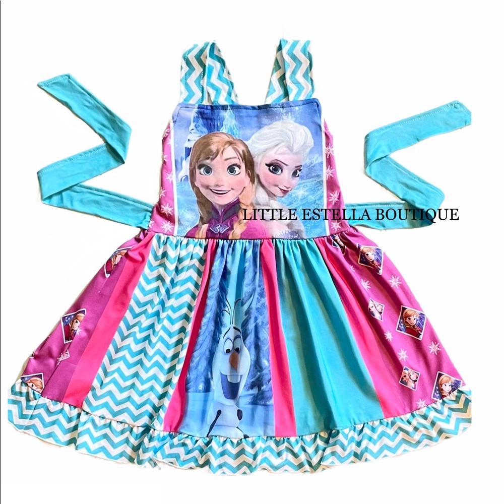 Girls Frozen Princess Elsa Anna Twirl Dress